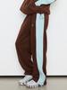 Kelidu Color Block Logo Fleece Pants Brown