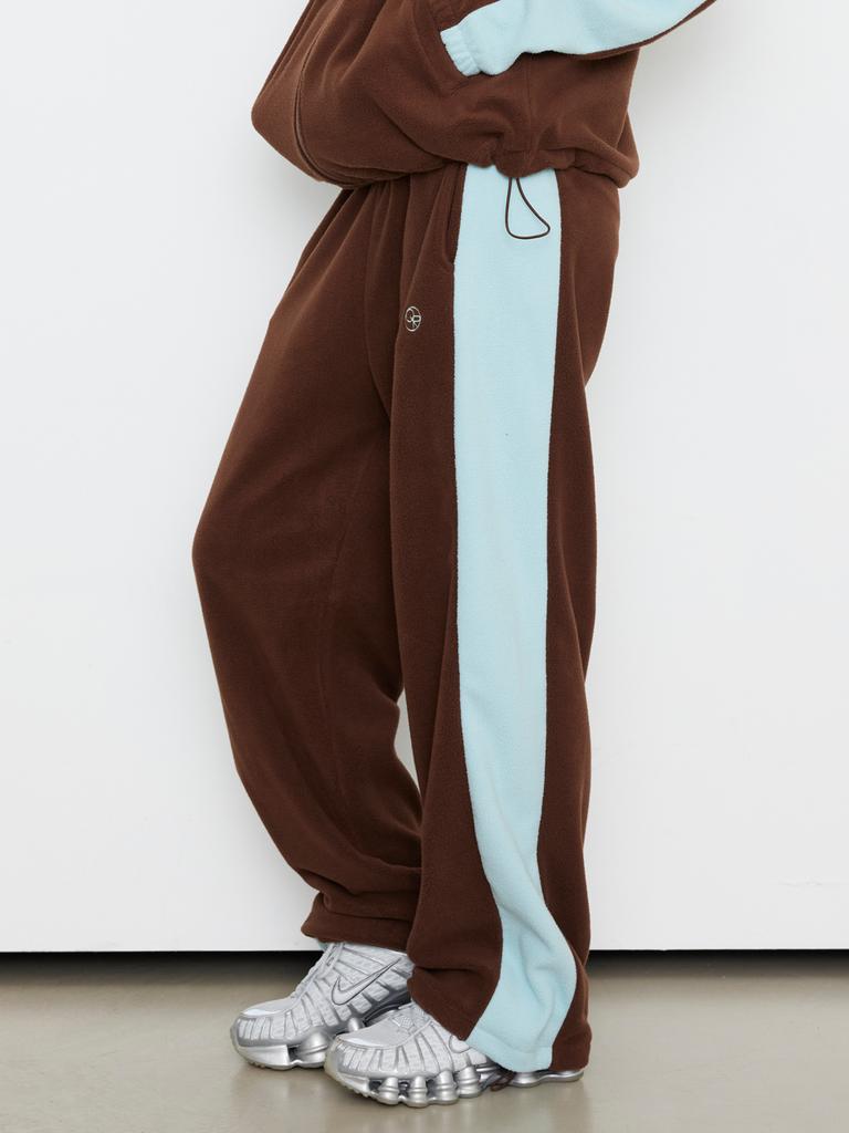 Kelidu Color Block Logo Fleece Pants Brown