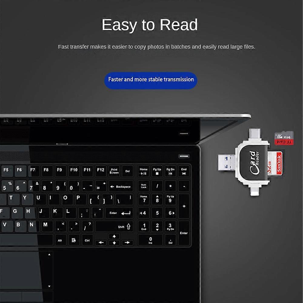 Multi-Port 4 In1 Universal Card Reader, Memory Card Reader Multiport Adapter
