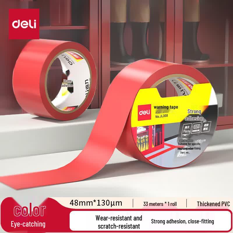 Deli Red Safety Warning Tape (3-Pack)