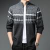 Autumn and Winter Men's Sweaters Casual Stand-up Collar Printed Sweaters Men's Coats Plus Fleece Jackets