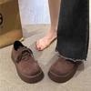 Retro Platform Shoes Women's New Spring and Autumn Small Man Height Increase Muffin Round Head Lace-up Single Shoes