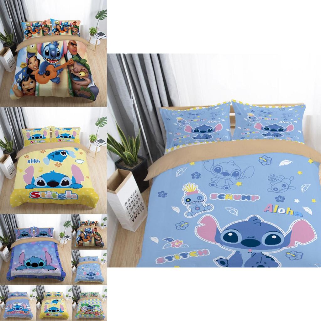 Luxurious 3d Cartoon Stitch Anime Bedding Set With Comforter Cover And Pillowcase