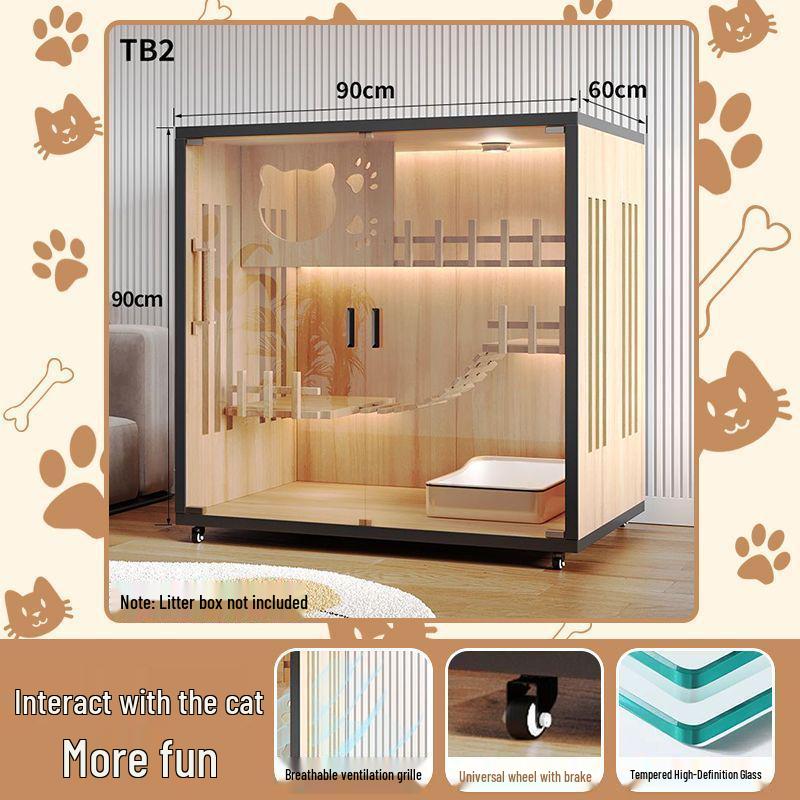 Wooden Indoor Cat Villa: Multi-Functional Pet Cabinet Shelter and Bed