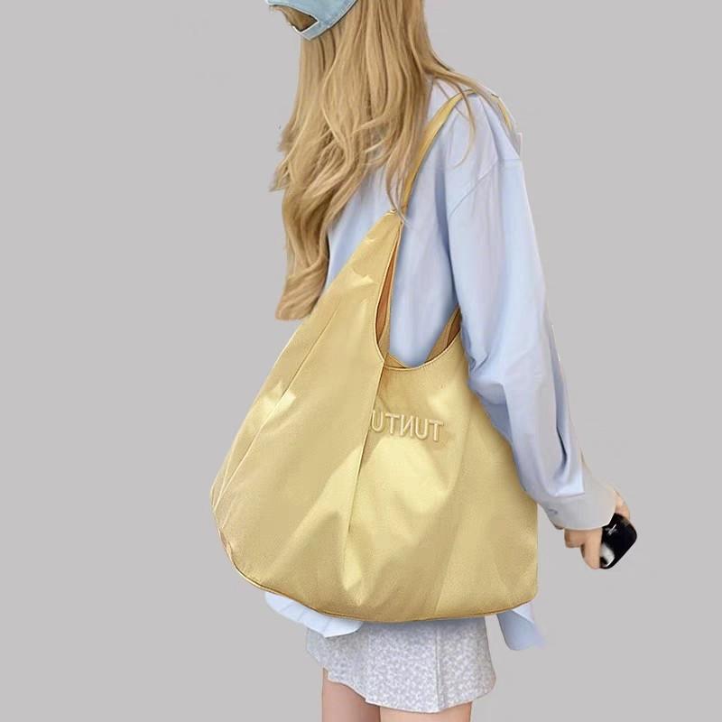 Summer new large-capacity women's simple embroidered shoulder bag casual shopping bag