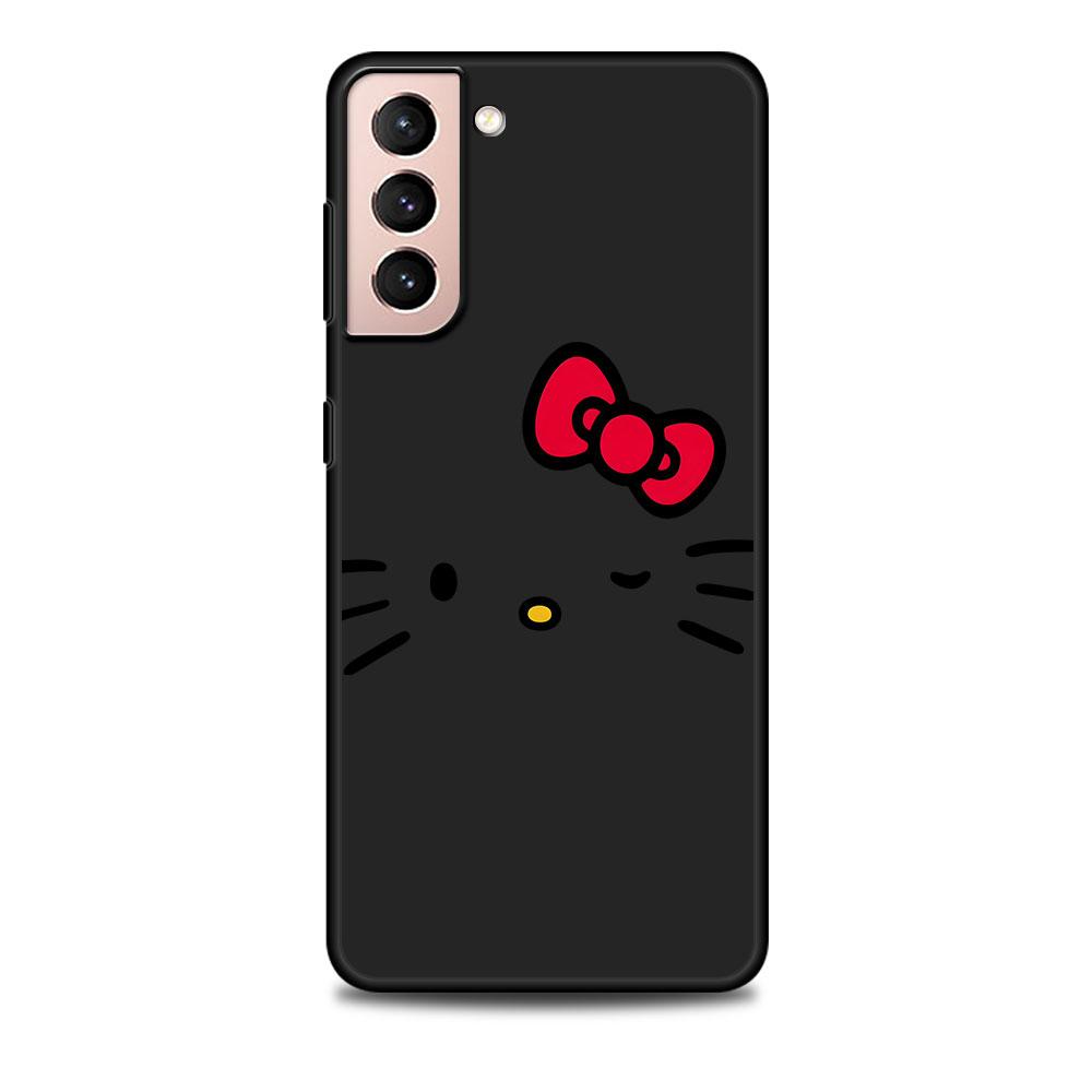 

Cute Hello Kitty Case for Samsung Galaxy S23 S10e S10 S21 FE S22 S9 S24 Ultra S20 Plus Soft Black TPU Phone Cover Bumper Samsung S9