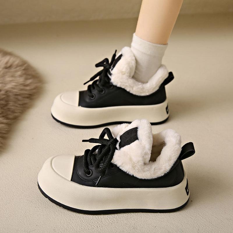 Platform women's shoes new autumn and winter velvet warm fluff two cotton shoes versatile casual shoes