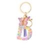 Light Purple Sequin Fringe Resin Keychain 26-Letter Accessory Classic Retro Durable Bag Charm Practical Gift For Friends And Family