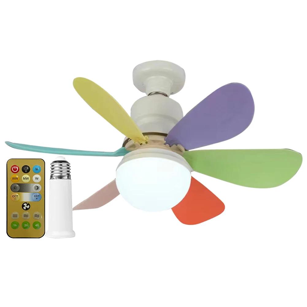 

E27 Розетка вентилятора Светодиодный светильник с дистанционным управлением Потолочный вентилятор Светодиодная лампа E27 Основание 42 см Внутренний потолочный вентилятор Свет 3 скорости для спальни и кухни