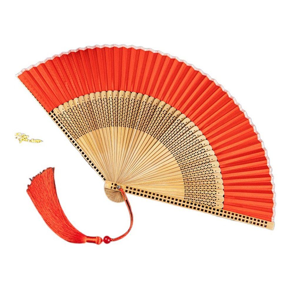 Hollow Handle Carved Bamboo Folding Fan Retro Antiquity Folding Fans Chinese Folding Fan  Japanese
