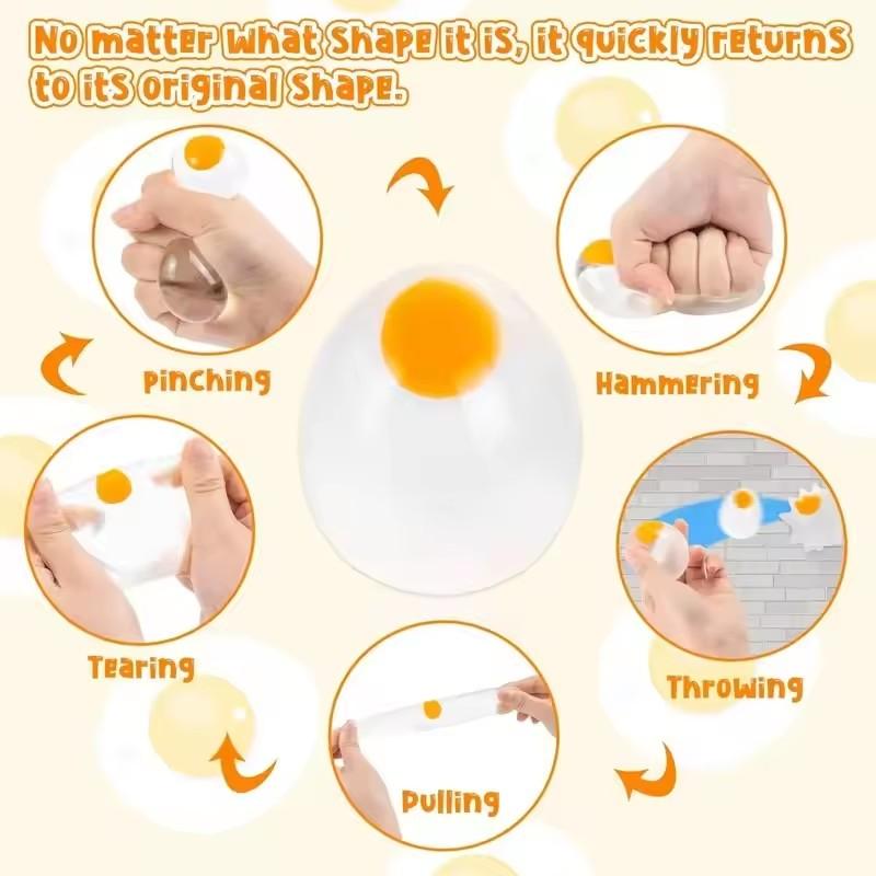Summer Taba Squishy Egg Yolk Egg Pinch Ball Silicone Water Ball Stress Resistant Transparent Bubble Squeeze Toy Kids Gift