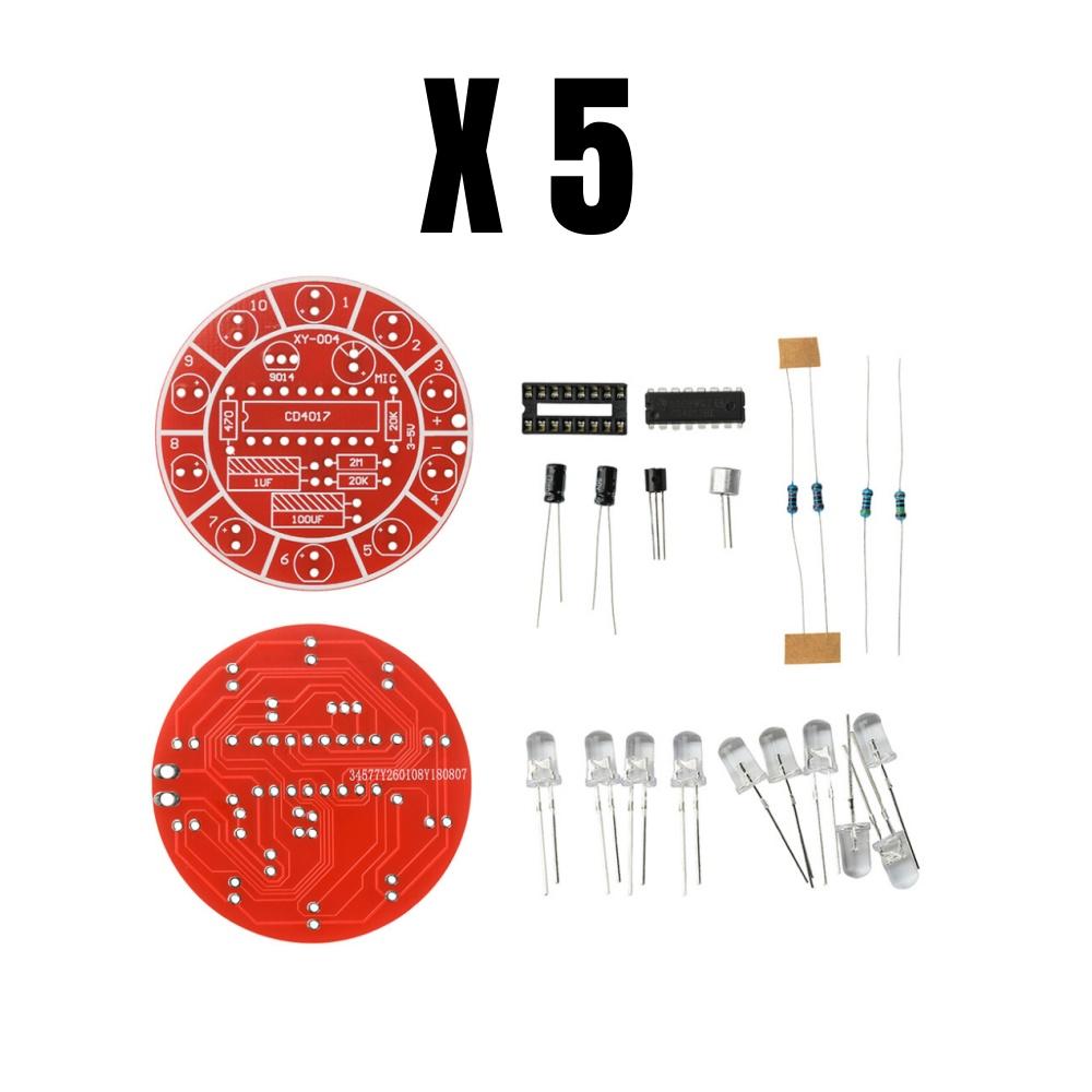 10 LED Colorful Flowing Light DIY Kit DC 3-5V Sound Control Rotating Light Electronic Soldering Practice Board Assemble Set