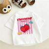 White T Shirt Strawberry Print Tees Round Neck Bottoming Shirt Summer Pure Polyester Clothes Toddler New Loose Casual Sports Tees