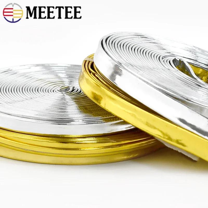 5Meters 5-15mm Meetee Mirror PU Leather Cord Gold Silver Ribbon Rope for Necklace Jewelry Decoration Craft Sewing Accessories