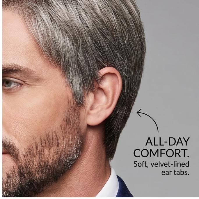 Men’s Grey Short Fluffy Side-Part Synthetic Wig, Adjustable Breathable Cap, Natural Look for Daily & Casual Occasions