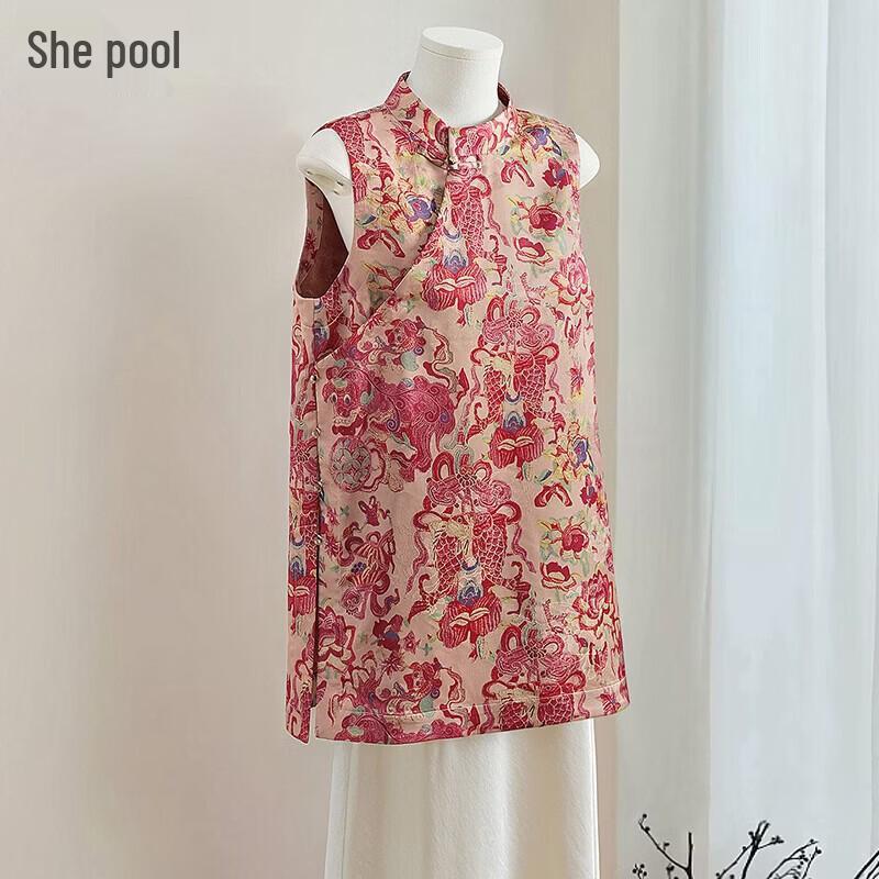 Women s New Chinese Style Sleeveless Jacquard Vest XL