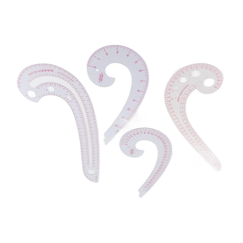 4pcs Lightweight French Curve Ruler Comma Shaped Curve Ruler Set Sewing Trimming Ruler For Tailors