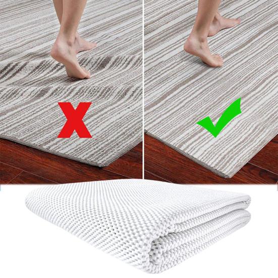 Non-slip Floor Mat Hollow Mesh Extra Thick Rug Gripper Strong Grip Non-adhesive Floor Carpet Insert Slip Prevention Pad for Hardwood Floors