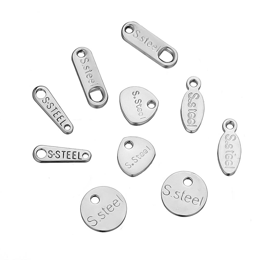 50pcs Stainless Steel Small End Tail Charm Pendant Necklace Extender Chain Charms for DIY Jewelry Making Crafts Accessories