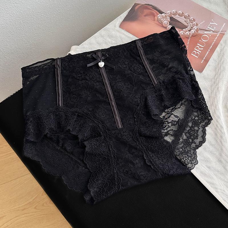 Flower Shadow Mist Veil: Japanese Lace Mid-Waist Breathable Cotton Women's Thongs