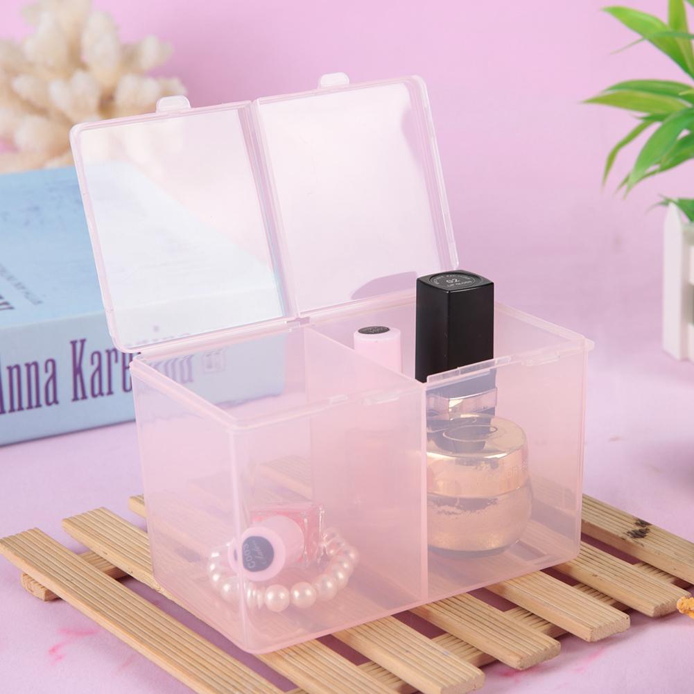 Cotton Pads Container, Nail Polish Glitter Powder   Storage Box, Waterproof Plastic, for UV Gel, Rhinestones, Pink Color