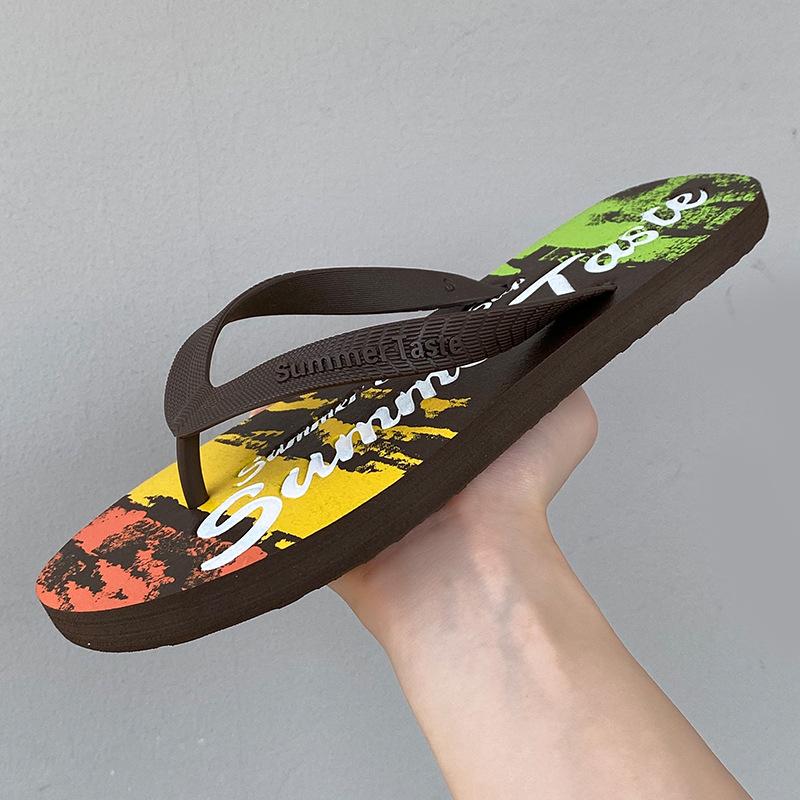 New graffiti flip-flops men's summer fashion outer wear men's foot pins non-slip slippers trendy beach sandals