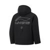 Li Ning Basketball Series Solid Color Sports Casual Simple Hooded Down Jacket Men Outerwear Black AYMU463-1