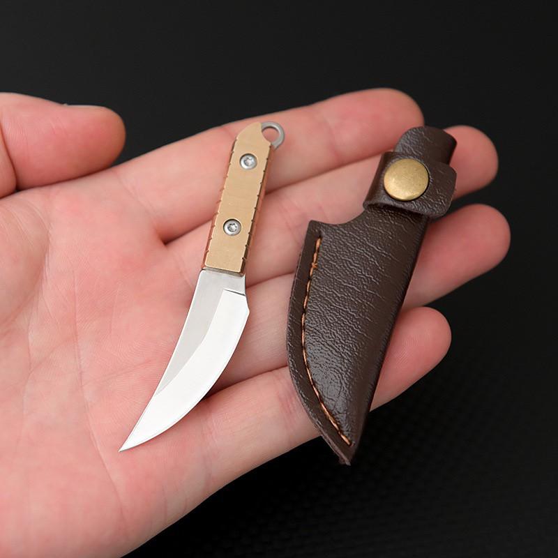 Mini Brass Stainless Steel Knife Portable Utility Knife Survival Safety Knife Keychain Pendant Small Tool Envelope Bottle Open