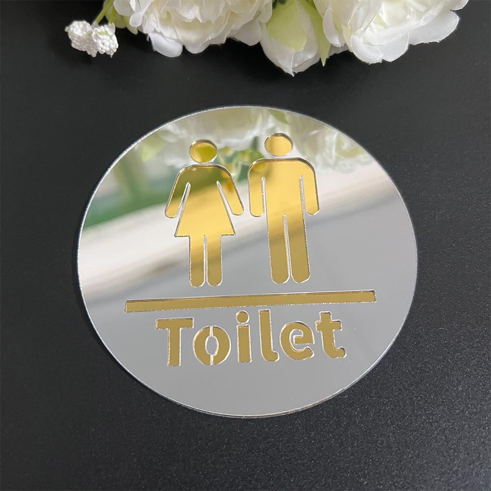 Bathroom Sign Acrylic Mirror Wall Sticker WC Toilet Entrance Signs Self Adhesive Wall Sticker Men Women Door Sticker for Hotel