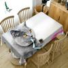 3D Animal Pattern Tablecloth, Small White Cat, Dustproof Washable Cloth, Thicken Cotton, Rectangular and Round Table Cloth