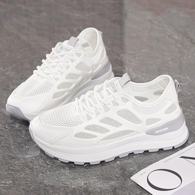 Women Breathable Mesh Running Shoes Summer Thick Sole Soft Sole Korean Style Versatile Casual Sneakers 35 серый