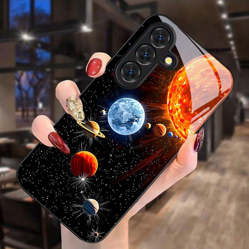 Solar System Planet Pattern Glass Phone Case Suitable for Samsung Galaxy S26 S25 S24 S23 S22 S21 S20 FE/Ultra/Plus Anti Drop