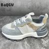 Color Block Fashion Chunky Sneaker Men Running Shoes Casual Leather Fabric Breathable Height Increased Platform Sport Shoes
