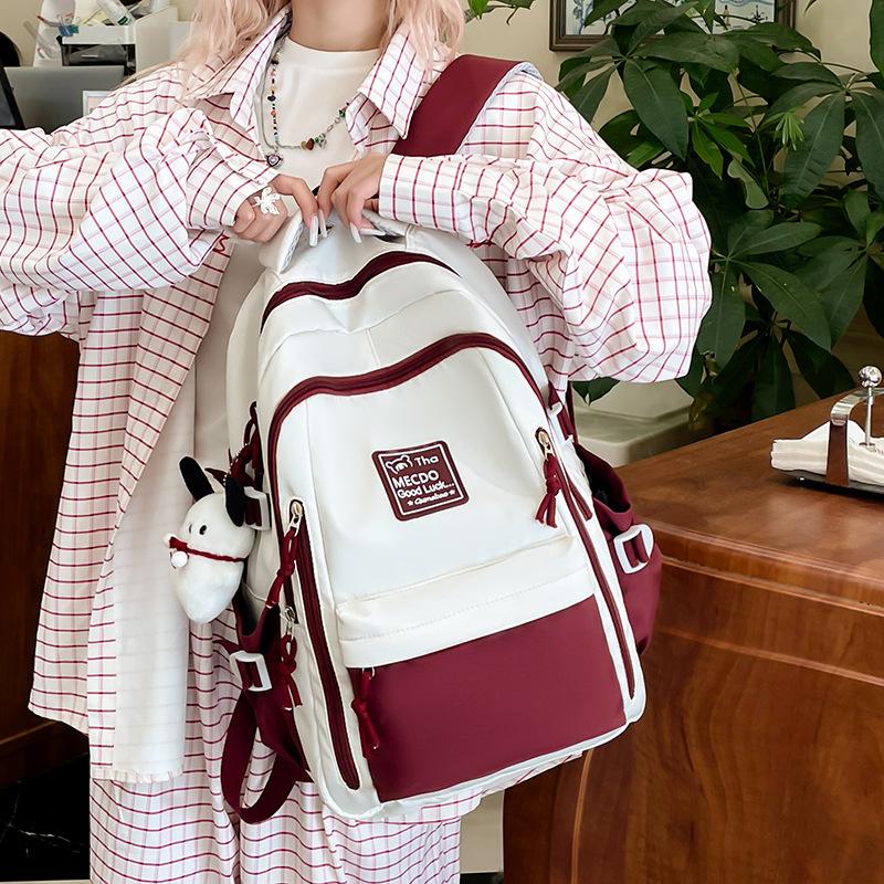 Schulrucksack Koreanische Version Nischenrucksack Damen Mori Einfach Große Kapazität Rucksack Mittelstufe Jungen und Mädchen Schüler Lässiger Schulrucksack