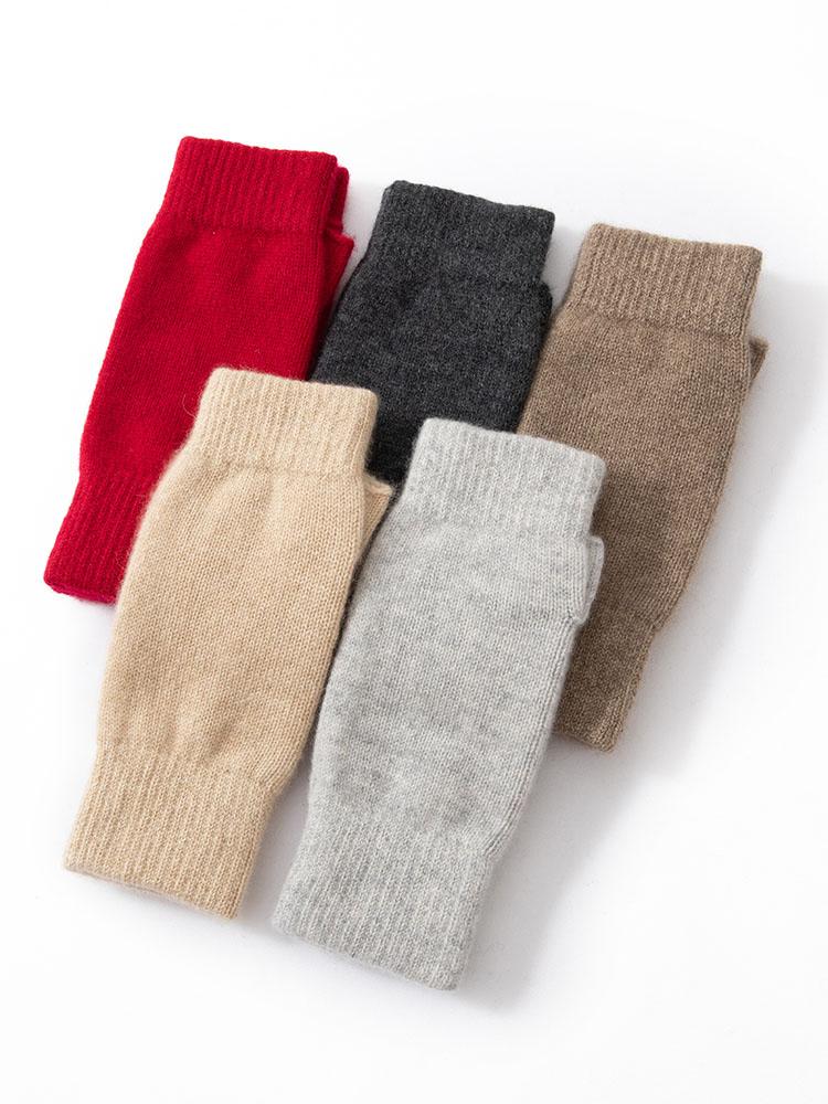 Women 100% Baby Cashmere Thick Density Mitts Knitted Fingerless Winter Thermal Gloves Semi Finger Drive Mittens Arm Warmers