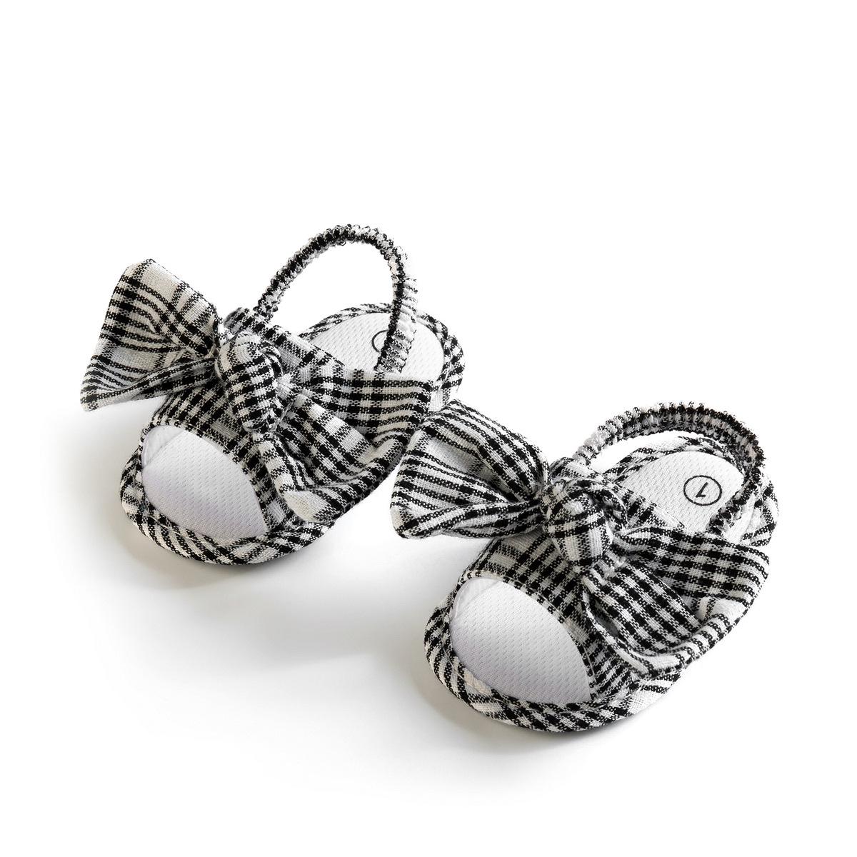 Summer Plaid Bow Baby Sandals Soft Sole Walker Shoes 0-1 Year