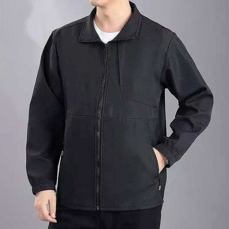 New Spring Autumn Men's Small Checkered Jacket Waterproof Outdoor Sports Leisure Wear-resistant Workwear Loose Top Jacket