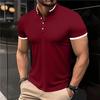 Men's Casual and Fashionable Solid Color Short Sleeved Stand Up Collar T-shirt Summer Versatile and Comfortable Top