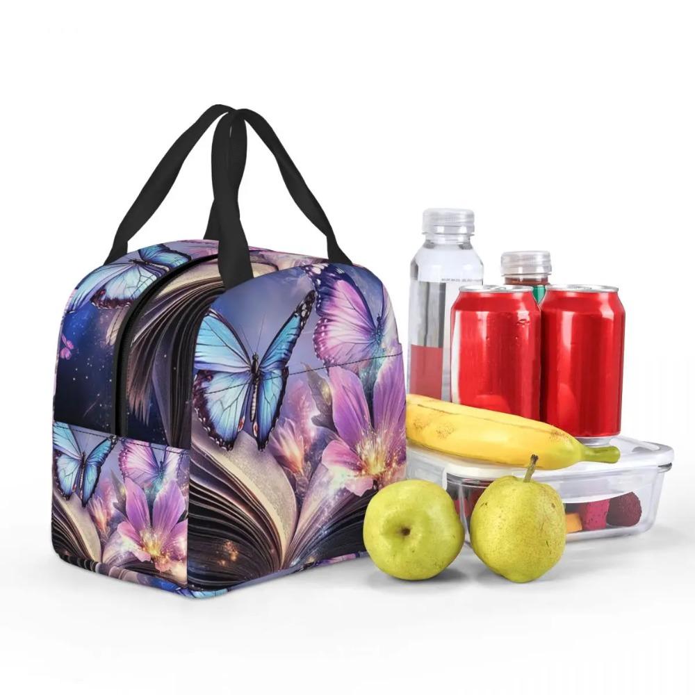 A Fluorescent Butterfly On The Book Of Life Insulated Lunch Bag for Women Children Portable Food Boxes Thermal Lunch Box Tote