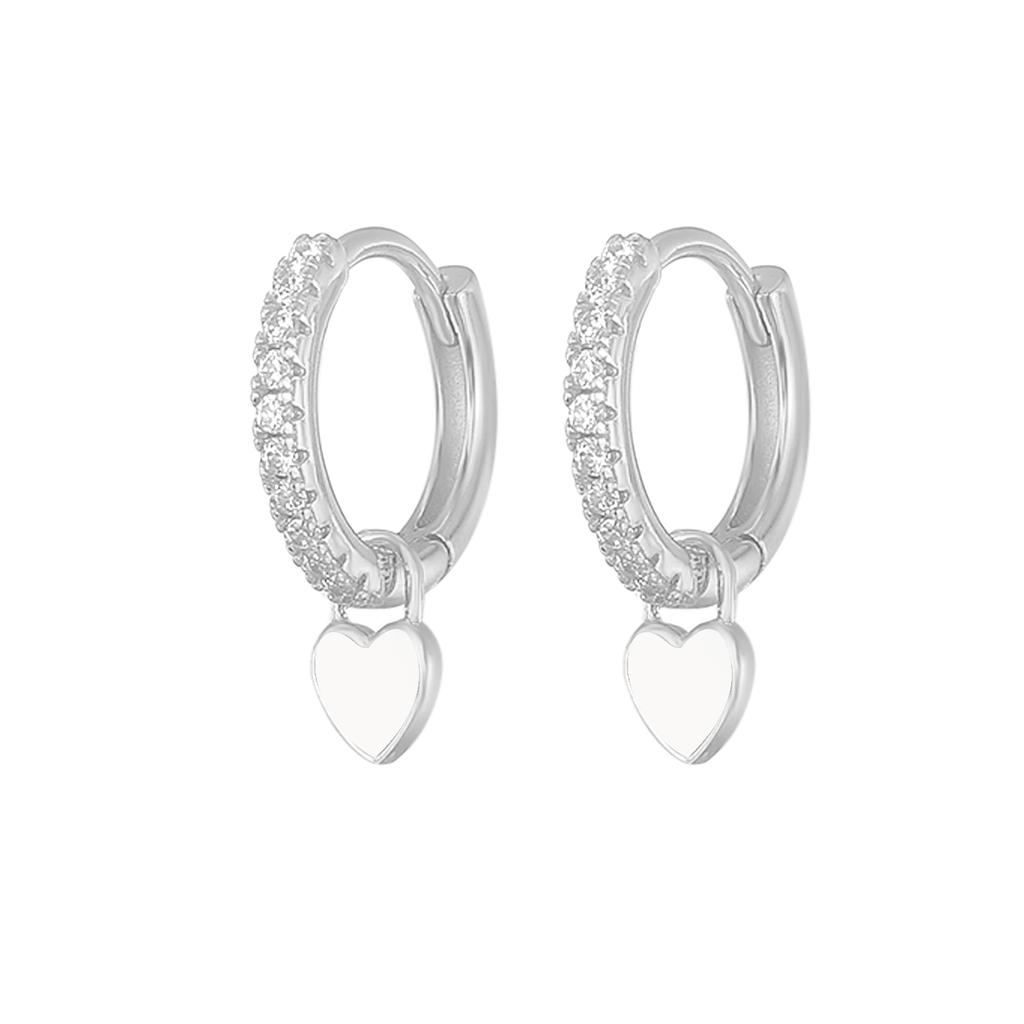 BOAKO 925 Silver Popular Pendant Heart-shaped Earrings Women Retro Style Multi Style Perforated Jewelry Aros Colors CZ