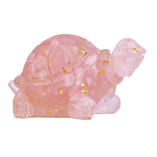 Mini Krystall Skilpadde Statue Reiki Stein Skilpadde Figur Amulett Skilpadde Fengshui Skulptur for Hjemmekontor Skrivebord Hylle Dekorasjon