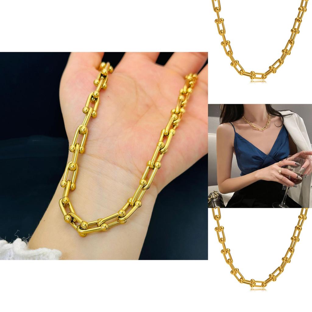 Collier Élégant en Forme de U Pour Couples Façonné en Acier Titane de Haute Qualité avec Placage Or et Design Géométrique Pour un Style Contemporain