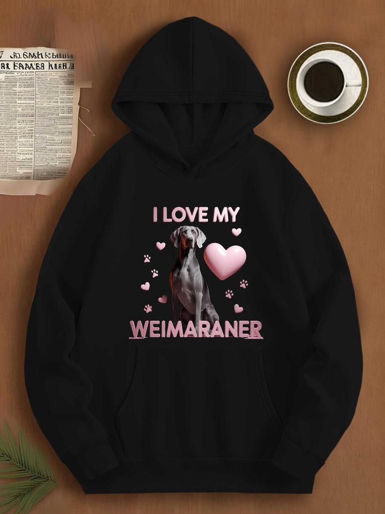 I Love My Weimaraner Dog Art JPH-9 plus size Unisex hooded sweatshirt, PLUS SIZE
