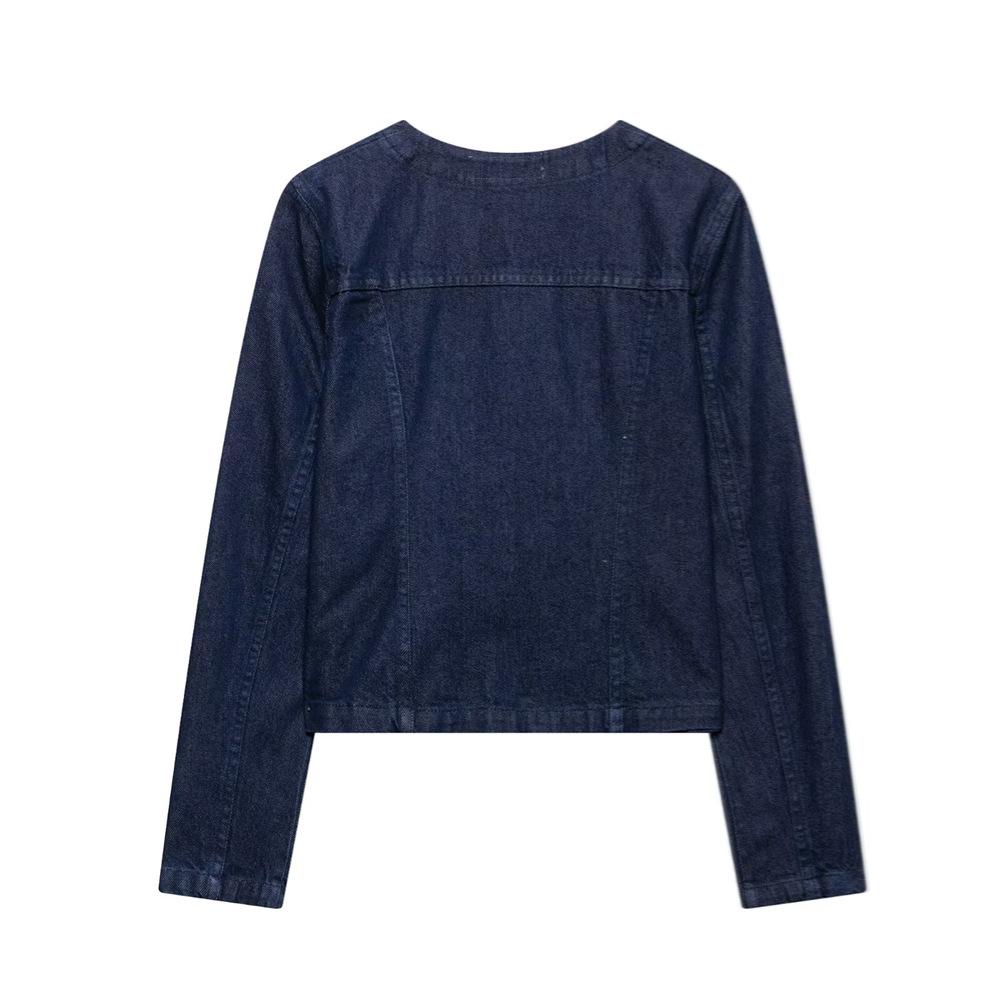 2025 Spring/Summer Women's Versatile Denim Jacket with Pockets