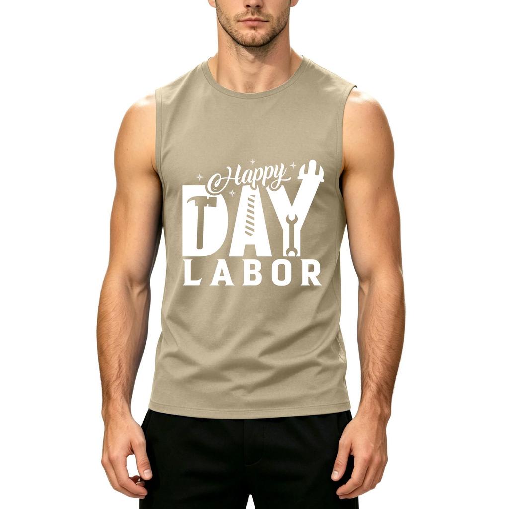 Men's Sleeveless Casual Tank Top Labor Day Graphic Print Lightweight Soft Fabric Summer Shirt