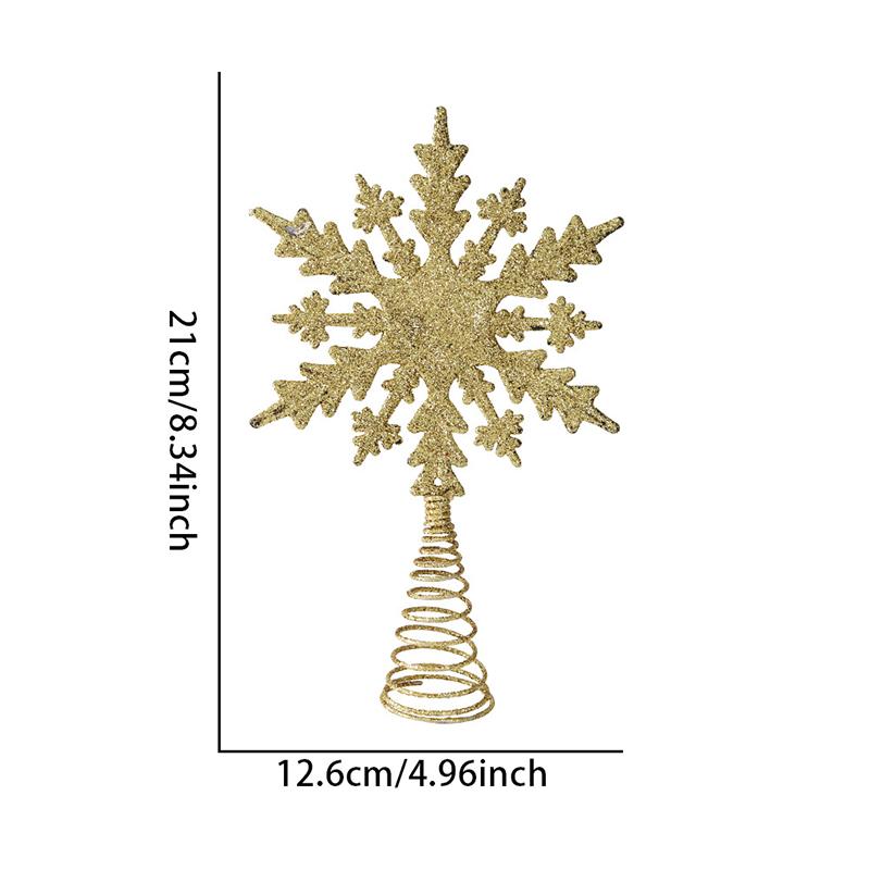 1Pc Gold Stamping Christmas Metal Exquisite Tree Top Star Party Decoration Snowflake Glitter Christmas Decoration