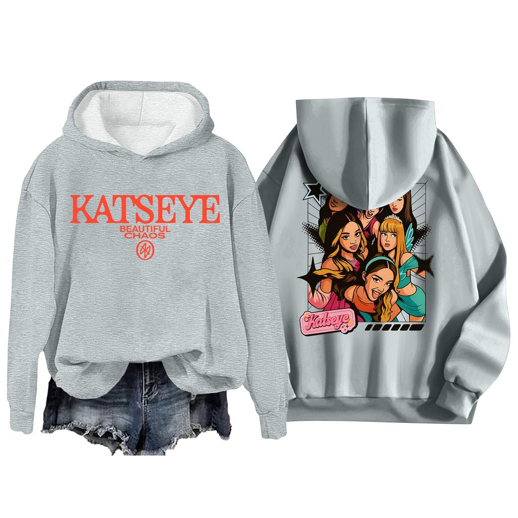 Women's Fashion Casual Long Sleeve Loose Printed Pullover Sports Long Sleeve Hooded Sweatshirt