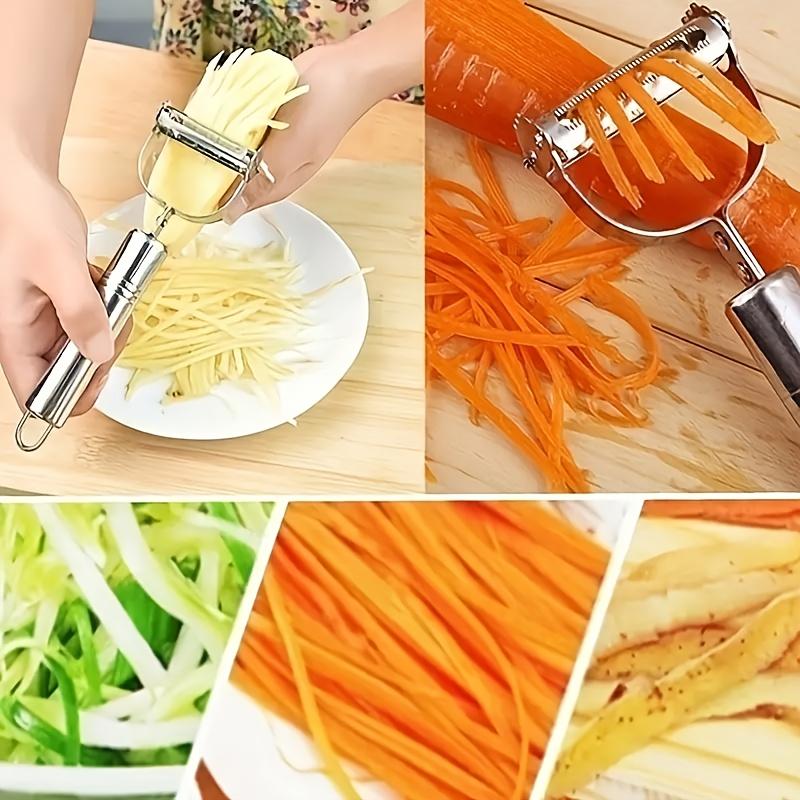 Multi-Use Stainless Steel Fruit & Vegetable Peeler - Manual Slicer, Grater & Shredder Kitchen Gadget For Home, RV Cooking, And College Dorms