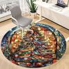 1pc Christmas StainedGlass Office Round Area Rug, Under Office Chairs Bedroom Living Room Home Decor, Room Deco