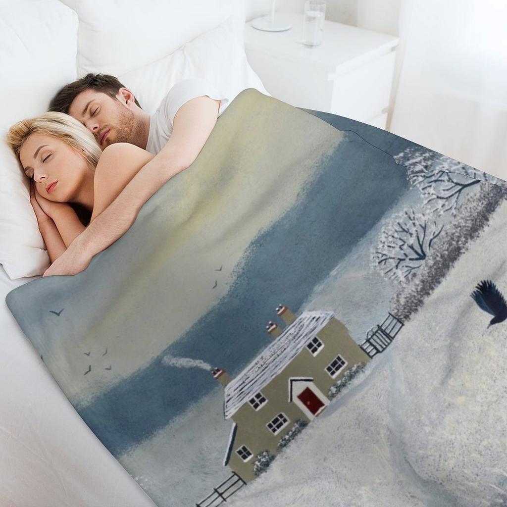 The Path to Winter Cottage Throw Blanket Thermal Giant Sofa Fashion Sofas Warm Blankets